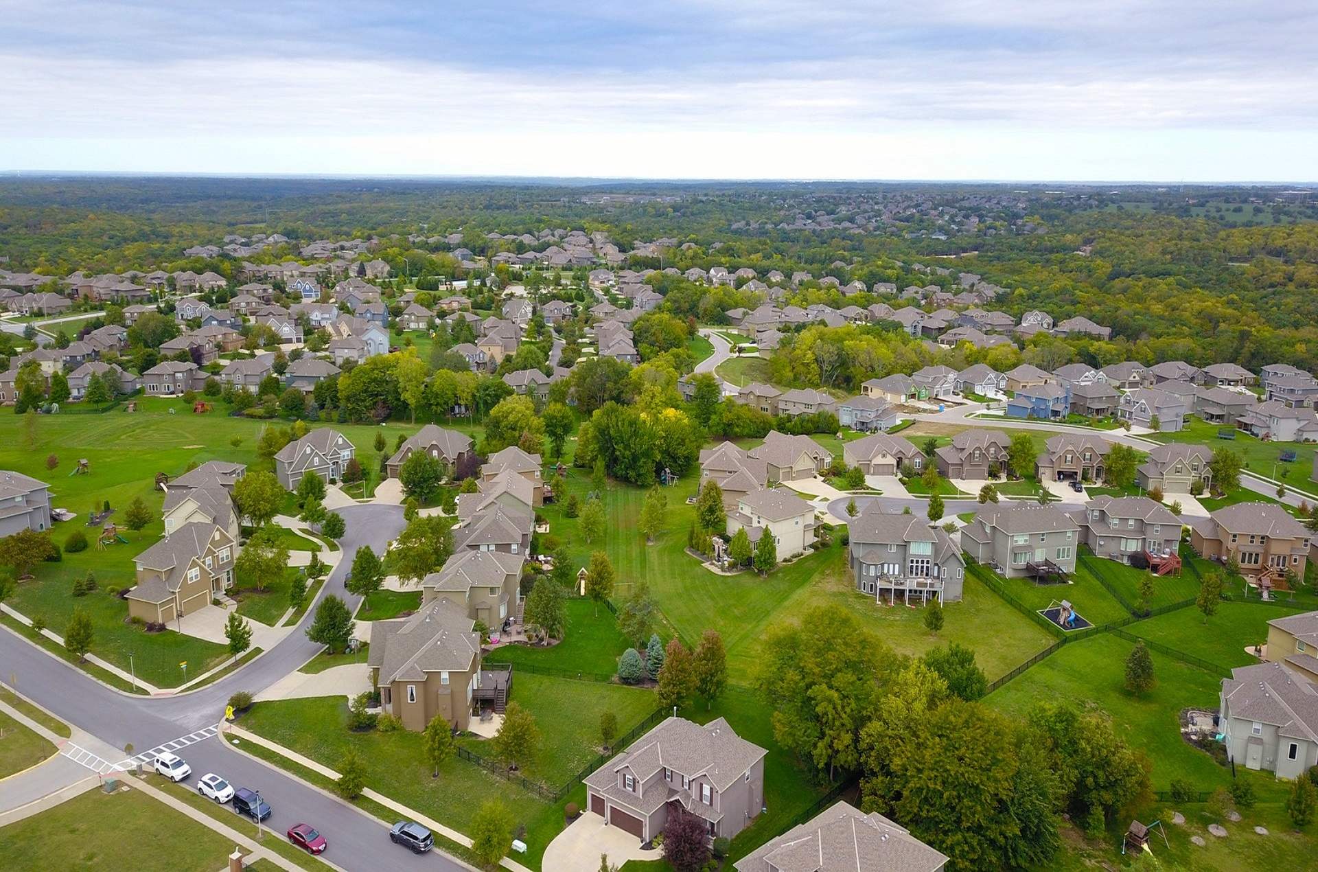 Aerial shot of housing development