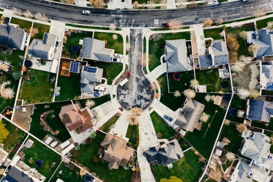 Aerial view of house village