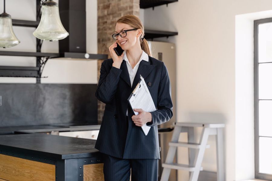 Realtor talking on her phone