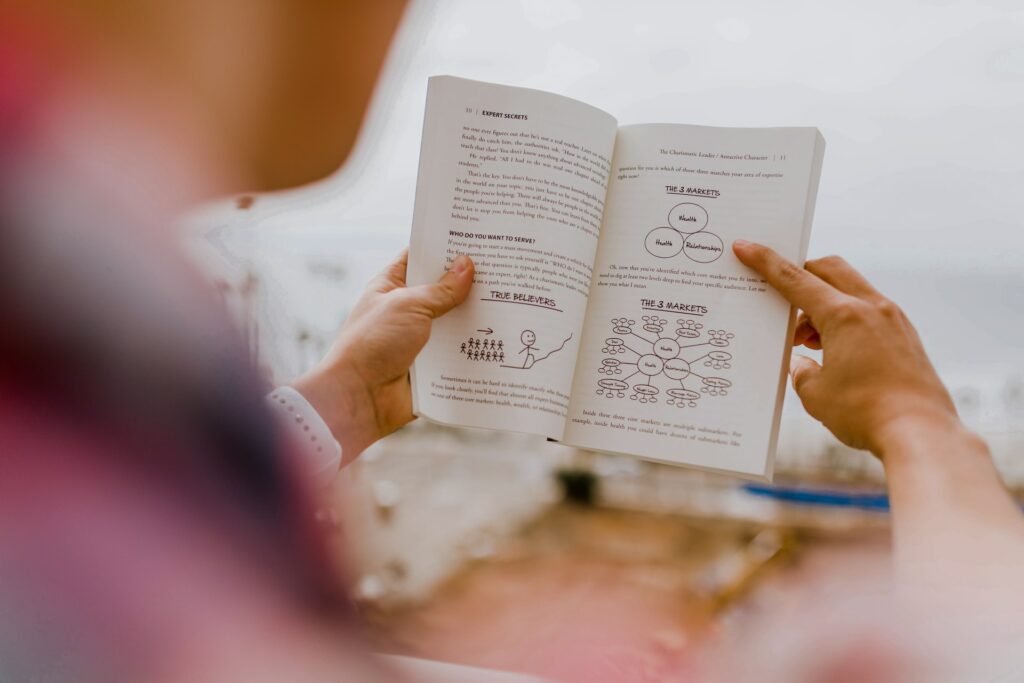 man reading about marketing