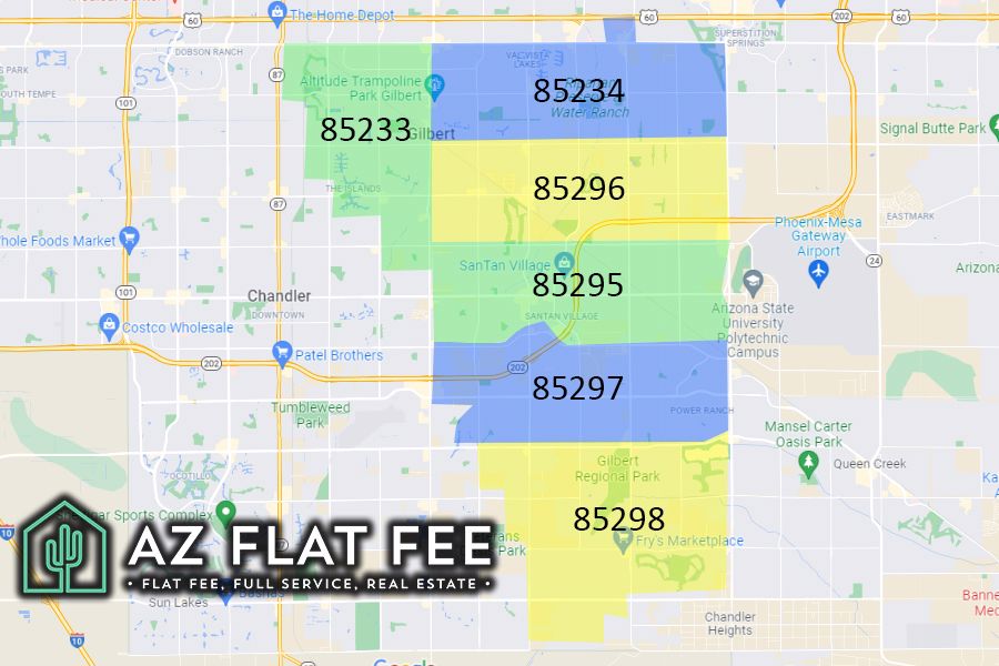 Gilbert Arizona Zip Code Map AZ FLAT FEE   Azflatfee Gilbert Arizona Zip Code Map 01 