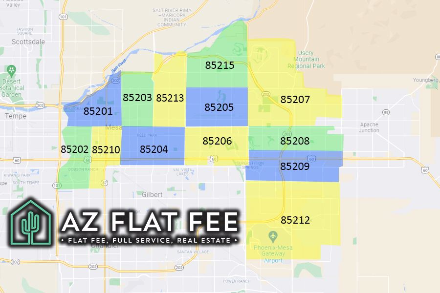 Azflatfee Mesa Arizona Zip Code Map 01 