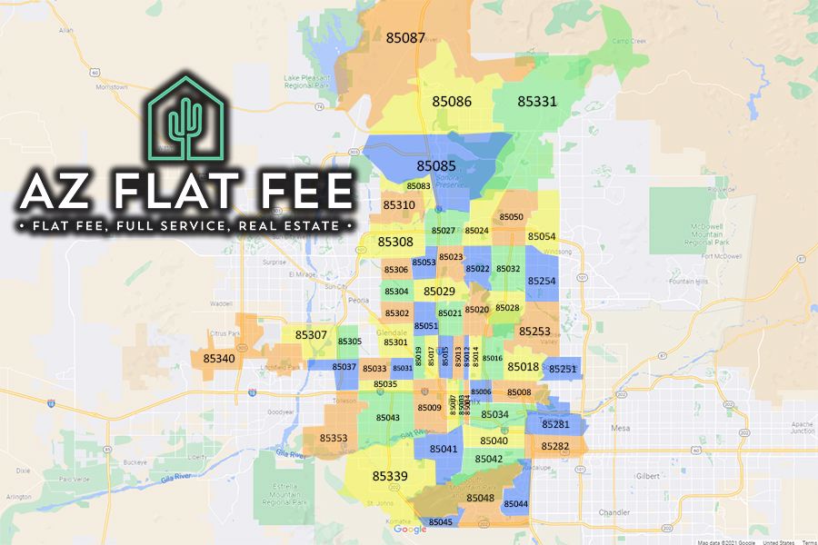 Phoenix Arizona Zip Code Map AZ FLAT FEE   Azflatfee Phoenix Arizona Zip Code Map 01 