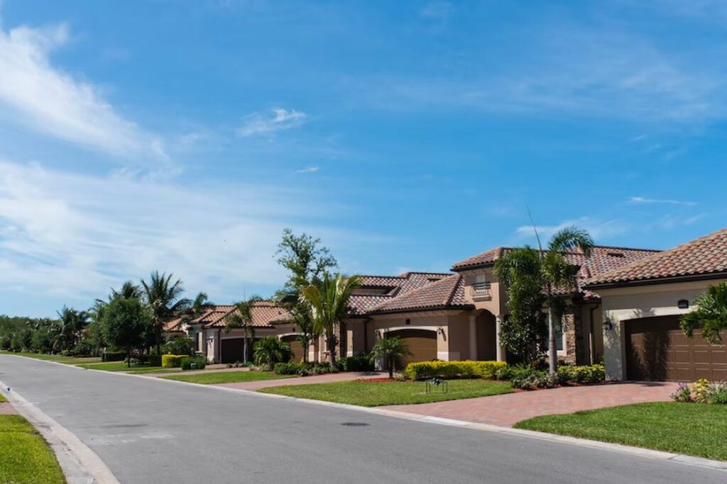 Panoramic view of a neighborhood with similar looking houses